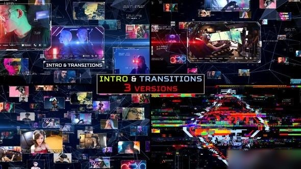 Videohive Cyber Network Intro and Transitions Openers template preview