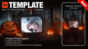 Videohive Old CRT TV Mockup | Spooky Haloween Loop | 4K After Effects Template Video Displays template preview