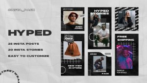 Videohive Hyped - Streetwear Instagram Posts & Stories Pack Product Promo template preview
