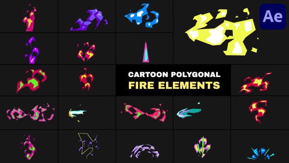 Videohive Cartoon Polygonal Fire Elements | After Effects Elements template preview