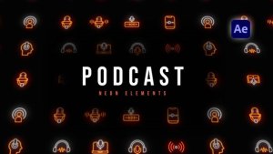 Videohive Podcast Neon Elements Elements template preview