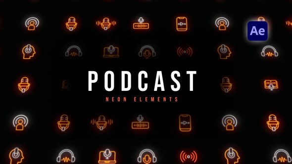 Videohive Podcast Neon Elements Elements template preview