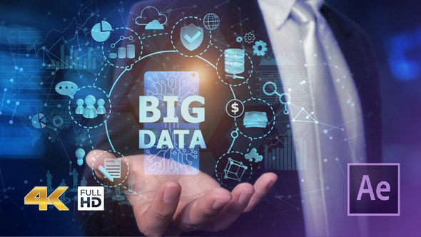 Businessman Open Hand Big Data Video Displays template preview