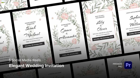 Social Media Reels Elegant Wedding Invitation Premiere Pro Templates Premiere Pro template preview