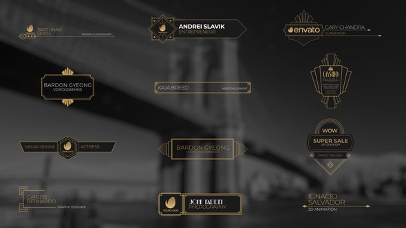Videohive Art Deco Lower Thirds Pack Titles template preview