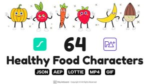 Videohive Healthy Food Lottie Characters Elements template preview