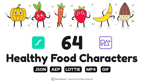 Videohive Healthy Food Lottie Characters Elements template preview