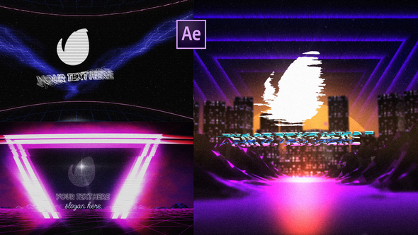 Videohive Retro Synthwave Logo Pack Logo Stings template preview