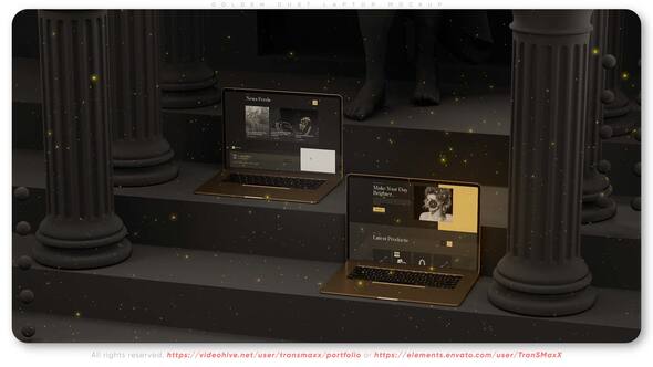 Videohive Golden Dust Laptop Mockup Product Promo template preview