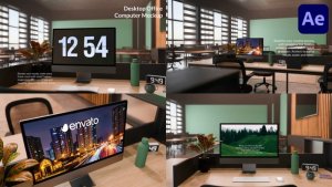 Videohive Desktop Office Computer Mockup for After Effects Openers template preview