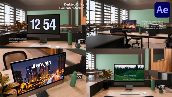 Videohive Desktop Office Computer Mockup for After Effects Openers template preview