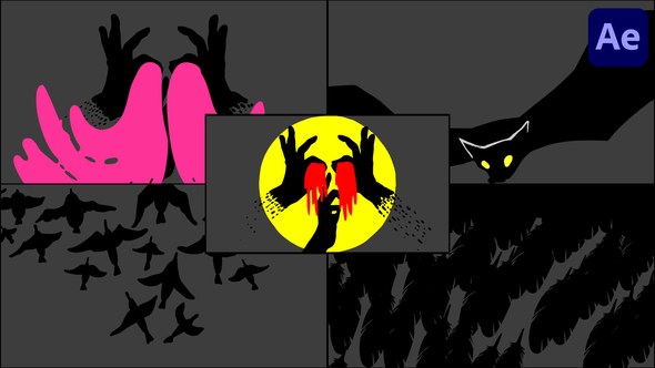 Videohive Halloween Cartoon Transitions Pack for After Effects Elements template preview
