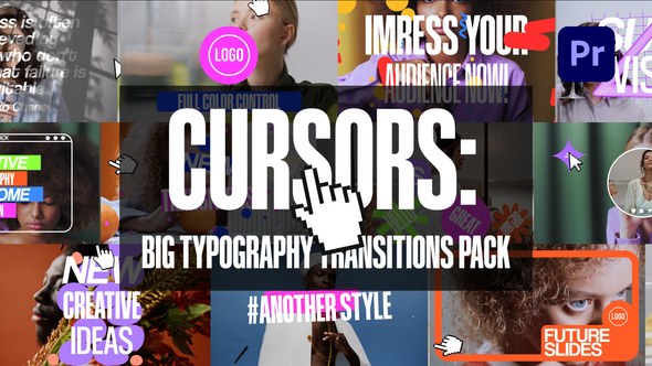 Cursors: Big Typography Transitions Pack Premiere Pro template preview