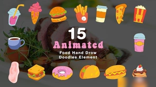 Videohive Fast Food Hand Drawn Doodle Elements 2D Animation Scene