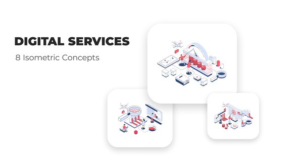 Videohive Digital Services - Line Isometric Elements template preview