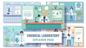 Videohive 5 Concepts Flat Character Scientist in Chemical Laboratory Elements template preview
