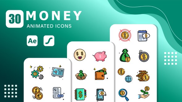 Videohive 30 Money Animated Icons | After Effects Template & Lottie Animation Elements template preview