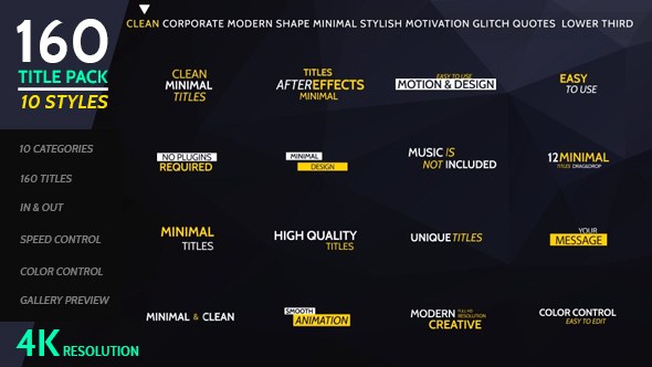 160 Titles Pack Different Styles Video Displays template preview