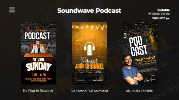 Videohive Soundwave Podcast Instagram Reels Elements template preview