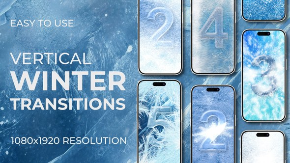 Videohive Winter Frost Ice Snowball Vertical Transitions Elements template preview