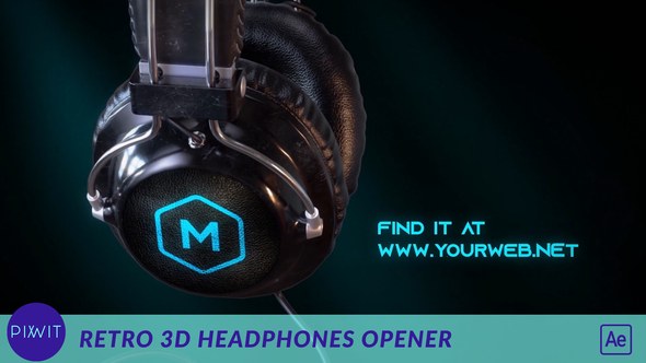 Videohive Retro 3d Headphones Podcast Intro Openers template preview