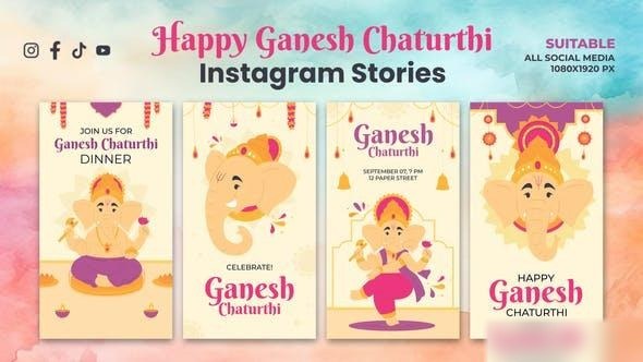 Videohive Happy Ganesh Chaturthi Instagram Stories Openers template preview