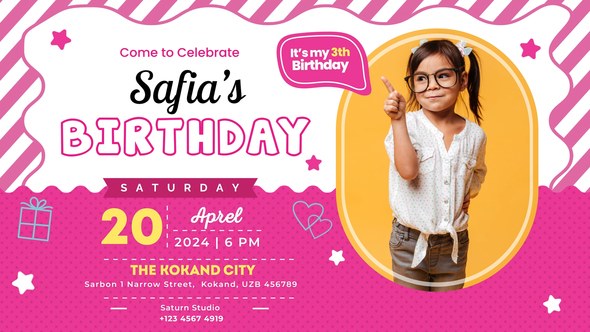 Birthday Invitation | MOGRT Premiere Pro template preview