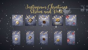 Videohive Christmas instagram stories and post Broadcast-packages template preview