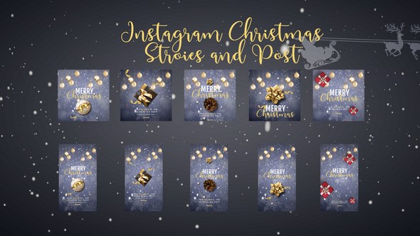 Videohive Christmas instagram stories and post Broadcast-packages template preview