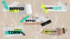 Videohive Torn Crumple Paper Tapes Titles Lowerthirds 2 Titles template preview