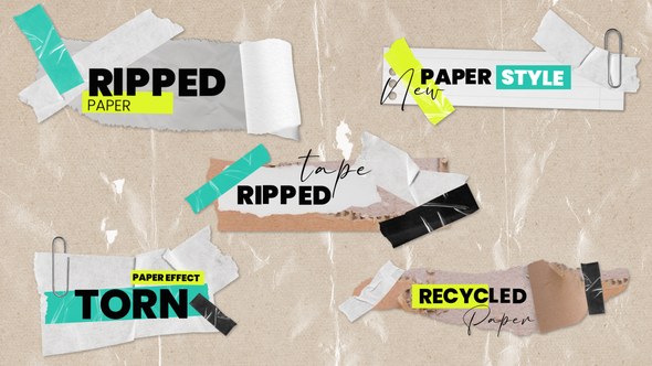 Videohive Torn Crumple Paper Tapes Titles Lowerthirds 2 Titles template preview