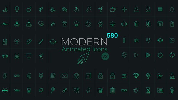 Videohive Modern Animated Icons Library Elements template preview