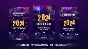 Videohive Happy New Year Wishes 2024 Instagram Stories Openers template preview