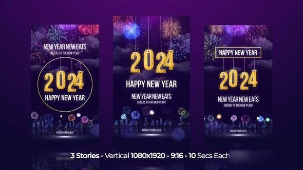 Videohive Happy New Year Wishes 2024 Instagram Stories Openers template preview
