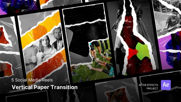 Videohive Transitition - Vertical Paper Transition After Effects Project Files Product Promo template preview