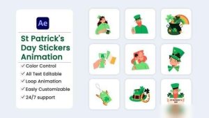 Videohive St Patrick's Day Stickers Elements template preview