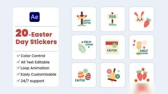 Videohive Easter Day Stickers Template Easter template preview