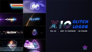 Videohive X10 Glitch Logo Logo Stings template preview
