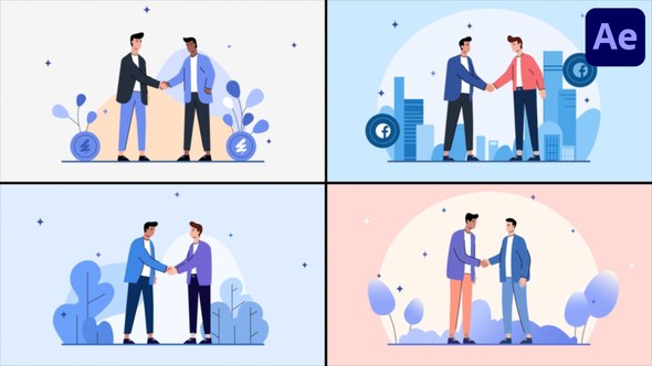 Videohive Hand Shake Explainer for After Effects Elements template preview