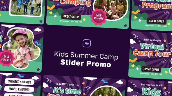 Videohive Kids Summer Camp Slider Promo Video Displays template preview