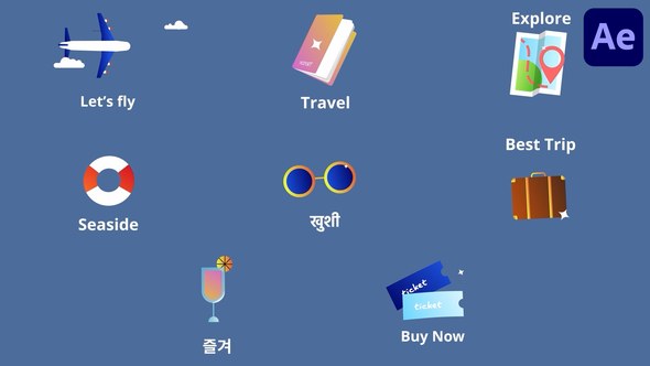 Videohive Travel Icons And Titles for After Effects 53727173 Titles template preview