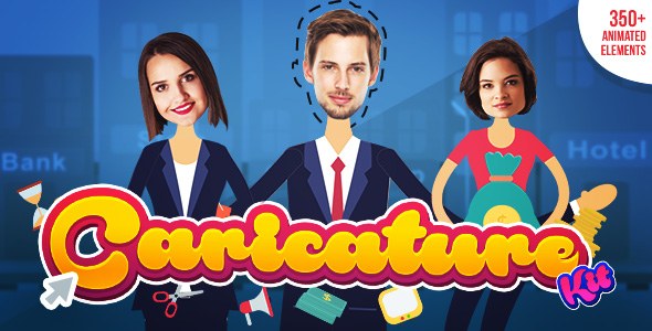 Explainer video toolkit | Caricature Toolkit | Face Cut Out Video Displays template preview