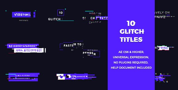 10 Glitch Titles Video Displays template preview