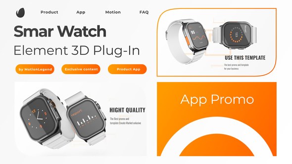 Videohive Smart Watch 3D Device Element 3D Product Promo template preview