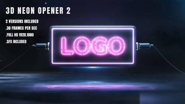 Videohive 3D Neon Opener 2