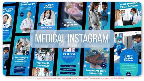 Videohive 10 Medical Healthcare Instagram Pack Openers template preview