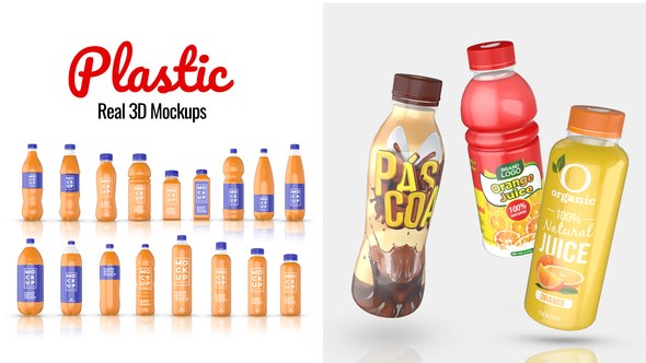 Videohive Plastic Bottle Real 3D Mockups Product Promo template preview