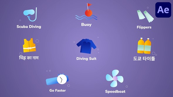 Videohive Diving Icons And Titles for After Effects Titles template preview