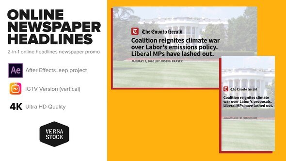 Videohive Online Newspaper Headlines Promo Titles template preview