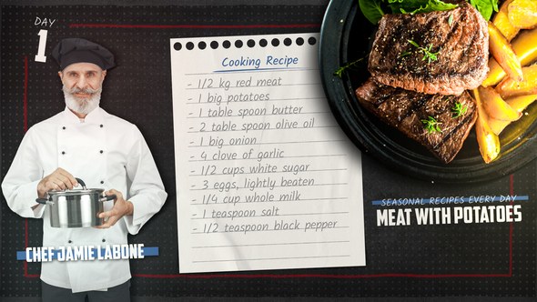 Videohive Weekly Chef Recipes Product Promo template preview